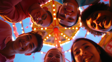 Friends Hangout Carnival Huddle Fun Smiling Conceptの素材