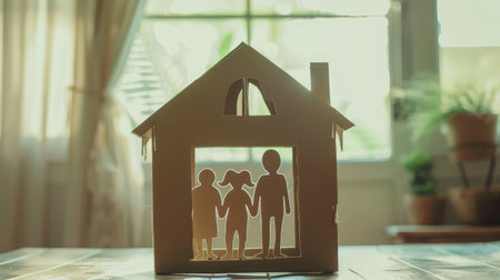 concept housing a young family. mother father and children in a new homeの素材