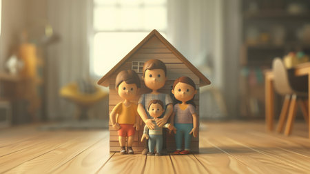 concept housing a young family. mother father and children in a new homeの素材