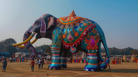 Decorated elephant at the annual elephant festivalの素材