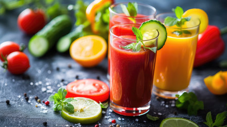Healthy drink, vegetable juice, studio shotの素材