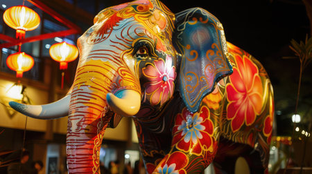 Decorated elephant at the annual elephant festivalの素材