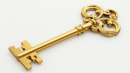 Gold Skeleton Key isolated on white backgroundの素材