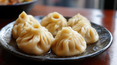 Nepalese traditional dumpling momo on the plateの素材