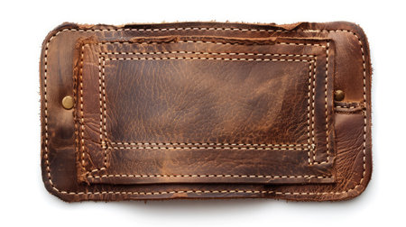 Blank leather jeans label, isolated.の素材