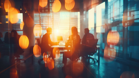 Business project team working together at meeting room at office.Horizontal.Blurred background.Flaresの素材