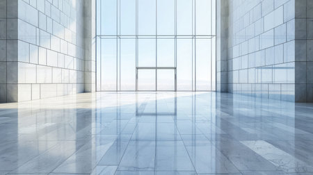 Hall of business building with light from windowの素材