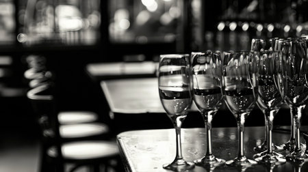 Empty glasses in restaurantの素材