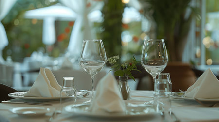 Fine table setting in gourmet restaurantの素材