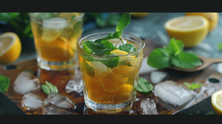 ginger tea with mint and lemonの素材