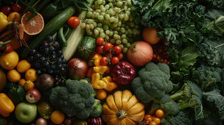 Assortment of fresh fruits and vegetablesの素材