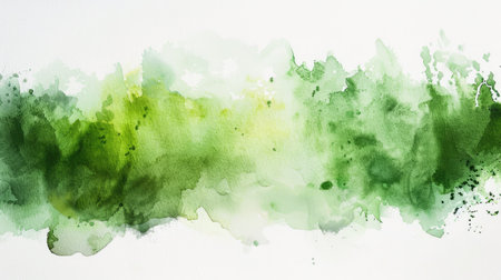 Green watercolor brush strokes with space for your own textの素材