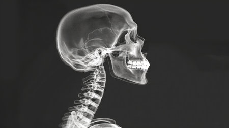 Film x-ray skull and cervical spine lateral viewの素材