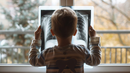 View of a child x-ray film, taken to examine the lungsの素材