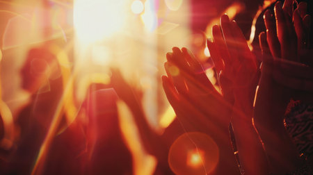 Conference, team of coworkers clapping hands for success and in boardroom of presentation with lens flare. Support, achievement and diverse group of people applauding together in business meetingの素材
