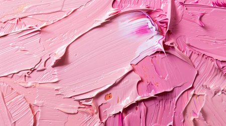 Pink hand drawn oil painting. Abstract art background. Oil painting on canvas. Color texture. Fragment of artwork. Spots of paint. Brushstrokes of paint. Modern art. Contemporary art. Colorful canvas.の素材
