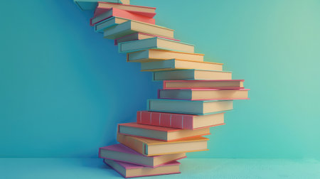 Stack of books with stair. education conceptの素材