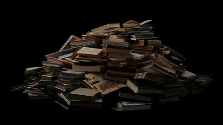 Pile of books on a black backgroundの素材