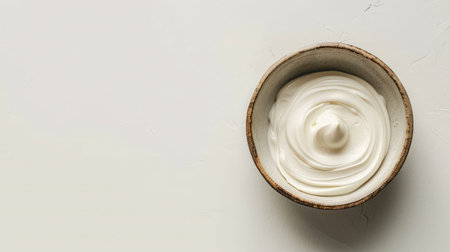 Bowl of cream on white backgroundの素材