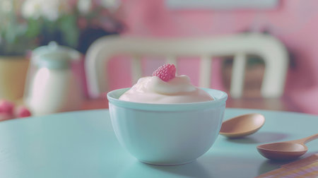 Fresh yogurt on the tableの素材