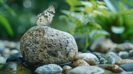 Zen stone with butterflyの素材