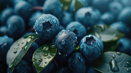 Beautiful organic background made of freshly picked blueberriesの素材