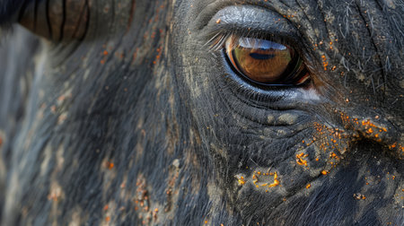 thai buffalo portrait , Close up portrait of cape buffalo head and eyeの素材