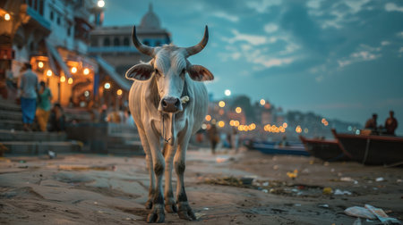 Streetlife Cow in Varanasi Indiaの素材