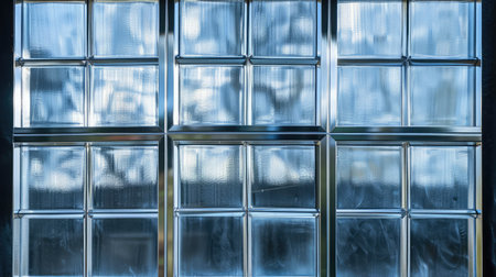 Clear Interior Stainless Steel Window Background, Isolated closed glass Panes view for Designの素材