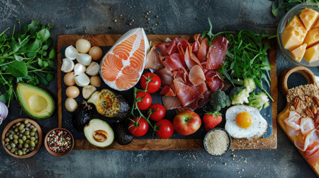 Healthy eating food low carb keto ketogenic diet meal plan protein fatの素材