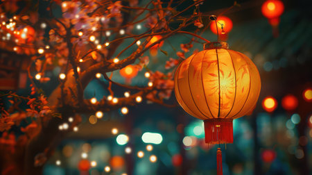 Make A Wish, A chinese lantern with lots more in the backgroundの素材