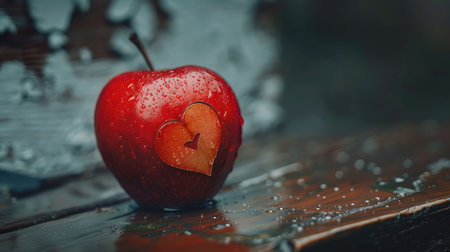 Red Apple with engraved heartの素材
