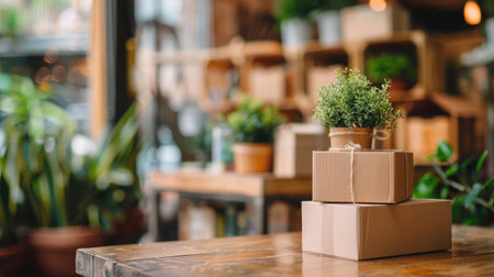 Small Entrepreneurs Start A Home Business By Arranging Goods With Brown Parcel Boxes, Small Home Business Startup Ideas.の素材