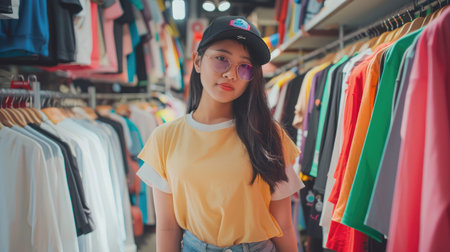 How To Start A Clothing Store Online Business apparel! Young confident asian female fashion owner social media influencer Live selling clothes, new products at home office small business e-commerce.の素材