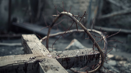 wooden cross and crown of thorns --ar 16:9 --v 6 Job ID: 5d7e7c6d-fd99-4ccc-ae7a-a637cc28f2e3の素材