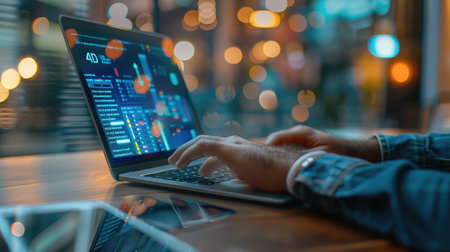 man using laptop for searching of technology smart open AI or artificial intelligence using an artificial intelligence chatbot developed. --ar 16:9 --v 6 Job ID: 9088a388-948b-4e33-8112-ee355dcea5a1の素材