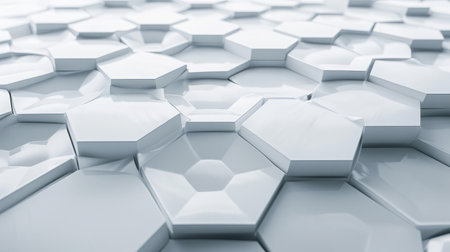 Hexagonal structure futuristic white background and Embossed Hexagon , honeycomb white Background ,light and shadow textureの素材