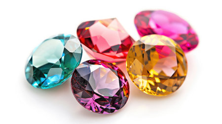 Bright gems isolated on a white backgroundの素材