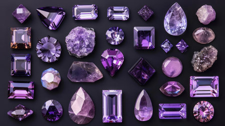 Natural Sapphire gemstone, Jewel or gems on black shine color, Collection of many different natural gemstones amethystの素材