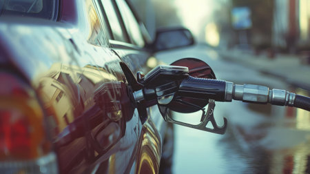 Gun petrol in the tank to fill. Car refueling conceptの素材
