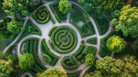 Aerial view of Green maze gardenの素材