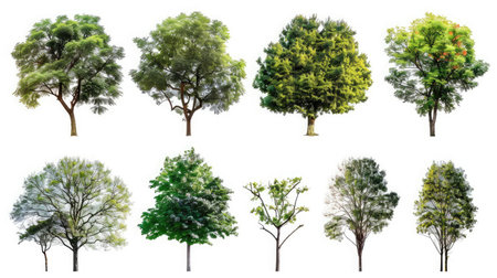 Collection of trees isolated on white backgroundの素材