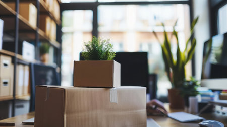 Online shopping young start small business in a cardboard box at work. The seller are preparing products to deliver to their customers, online sales, or ecommerce.の素材