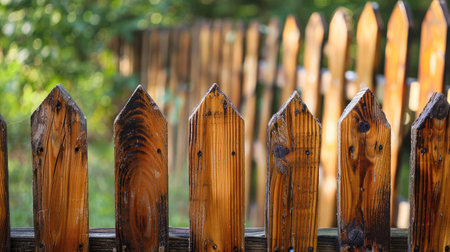 County style wooden fence. --ar 16:9 Job ID: c106a43d-0f54-4e05-ac3f-eeb44858a652の素材