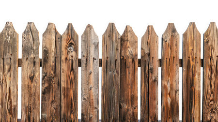 Brown wooden fence isolated on a white background that separates the objects. There are clipping paths for the designs and decorationの素材