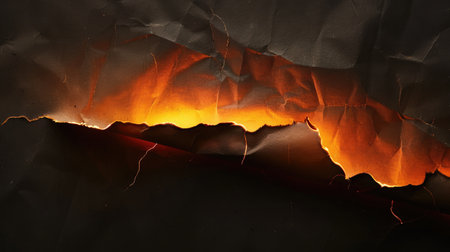 burning paper, glowing edge of paper on a black backgroundの素材