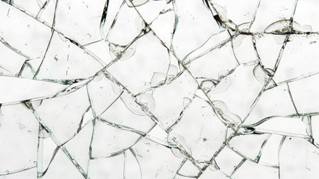 Cracked glass on a white background textureの素材
