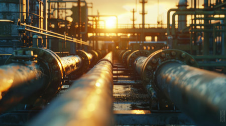 Industrial pipe with gas and oilの素材