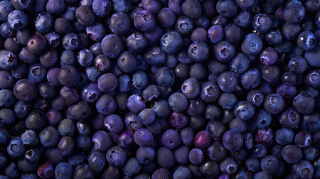 Beautiful organic background made of freshly picked blueberriesの素材