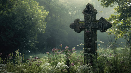 christian cross in natureの素材